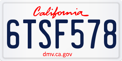 CA license plate 6TSF578