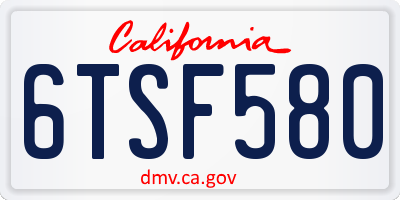 CA license plate 6TSF580