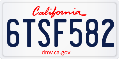 CA license plate 6TSF582