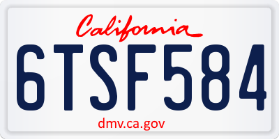 CA license plate 6TSF584