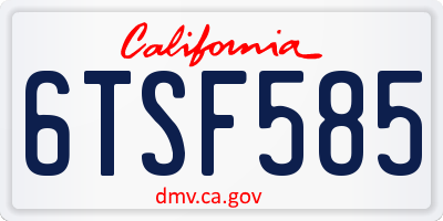 CA license plate 6TSF585