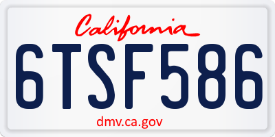 CA license plate 6TSF586