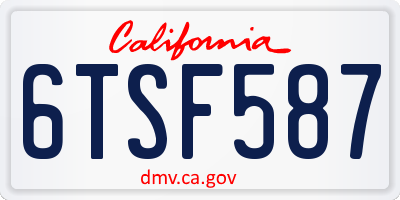CA license plate 6TSF587