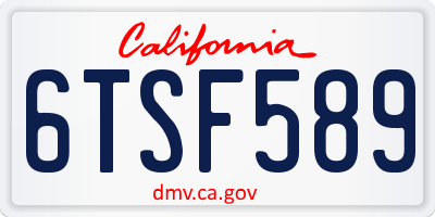 CA license plate 6TSF589