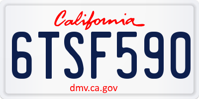 CA license plate 6TSF590