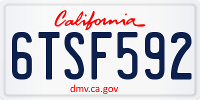 CA license plate 6TSF592
