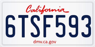CA license plate 6TSF593