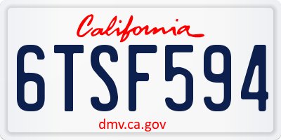 CA license plate 6TSF594