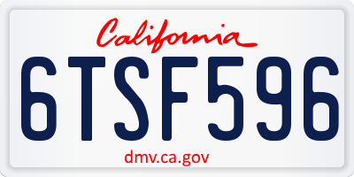 CA license plate 6TSF596