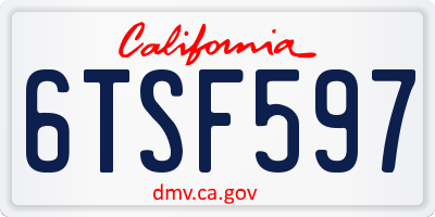 CA license plate 6TSF597