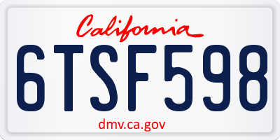 CA license plate 6TSF598