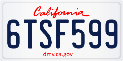 CA license plate 6TSF599