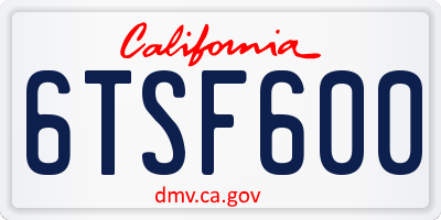 CA license plate 6TSF600