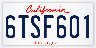 CA license plate 6TSF601