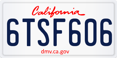 CA license plate 6TSF606