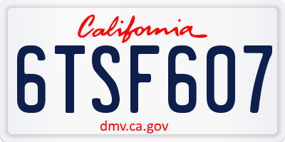 CA license plate 6TSF607