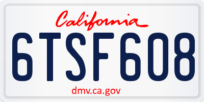 CA license plate 6TSF608