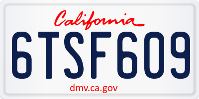 CA license plate 6TSF609
