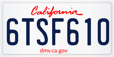 CA license plate 6TSF610