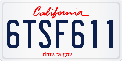 CA license plate 6TSF611