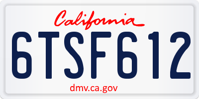 CA license plate 6TSF612
