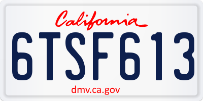 CA license plate 6TSF613