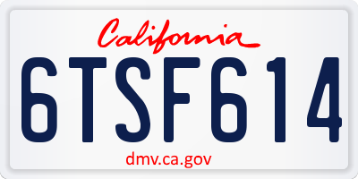 CA license plate 6TSF614