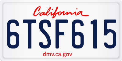 CA license plate 6TSF615