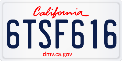 CA license plate 6TSF616