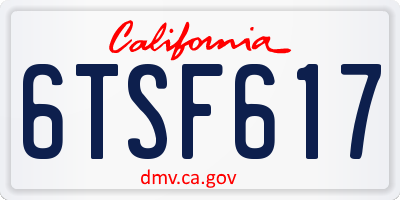 CA license plate 6TSF617
