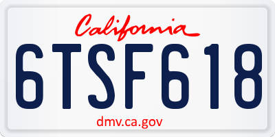 CA license plate 6TSF618