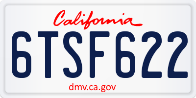 CA license plate 6TSF622