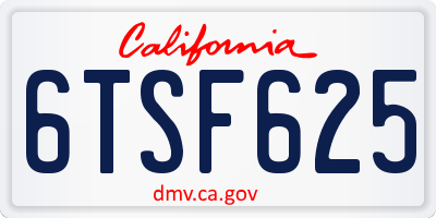 CA license plate 6TSF625