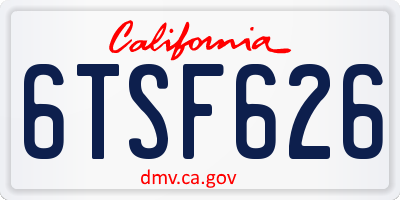 CA license plate 6TSF626