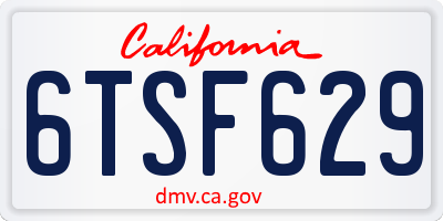 CA license plate 6TSF629