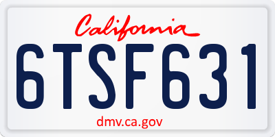 CA license plate 6TSF631