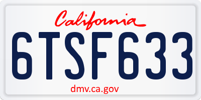 CA license plate 6TSF633