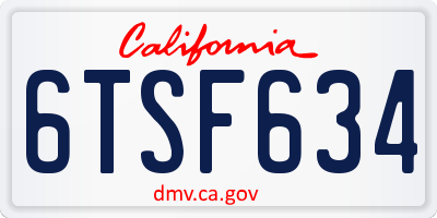 CA license plate 6TSF634