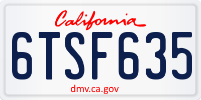 CA license plate 6TSF635