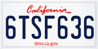 CA license plate 6TSF636