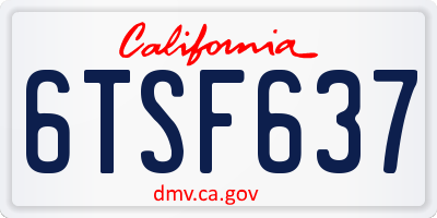 CA license plate 6TSF637