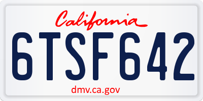 CA license plate 6TSF642