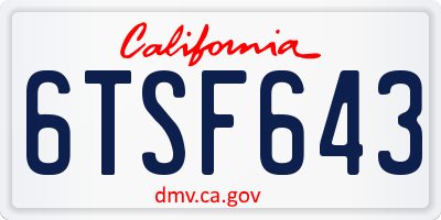 CA license plate 6TSF643