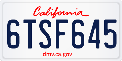 CA license plate 6TSF645