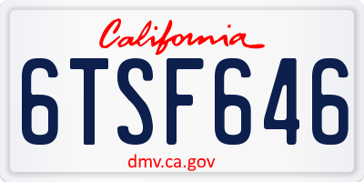 CA license plate 6TSF646