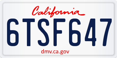 CA license plate 6TSF647