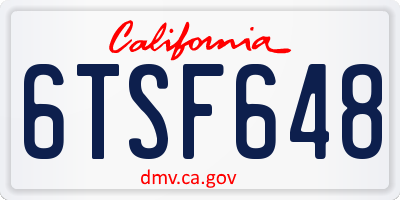 CA license plate 6TSF648
