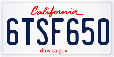 CA license plate 6TSF650