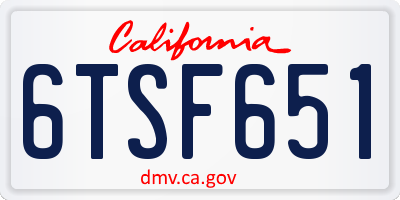 CA license plate 6TSF651