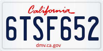CA license plate 6TSF652